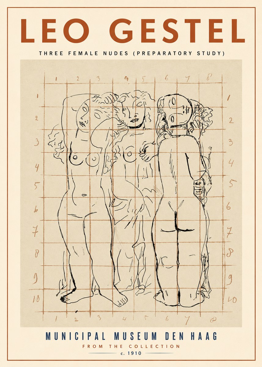 Leo Gestel Three Female Nudes No2 - Plakát