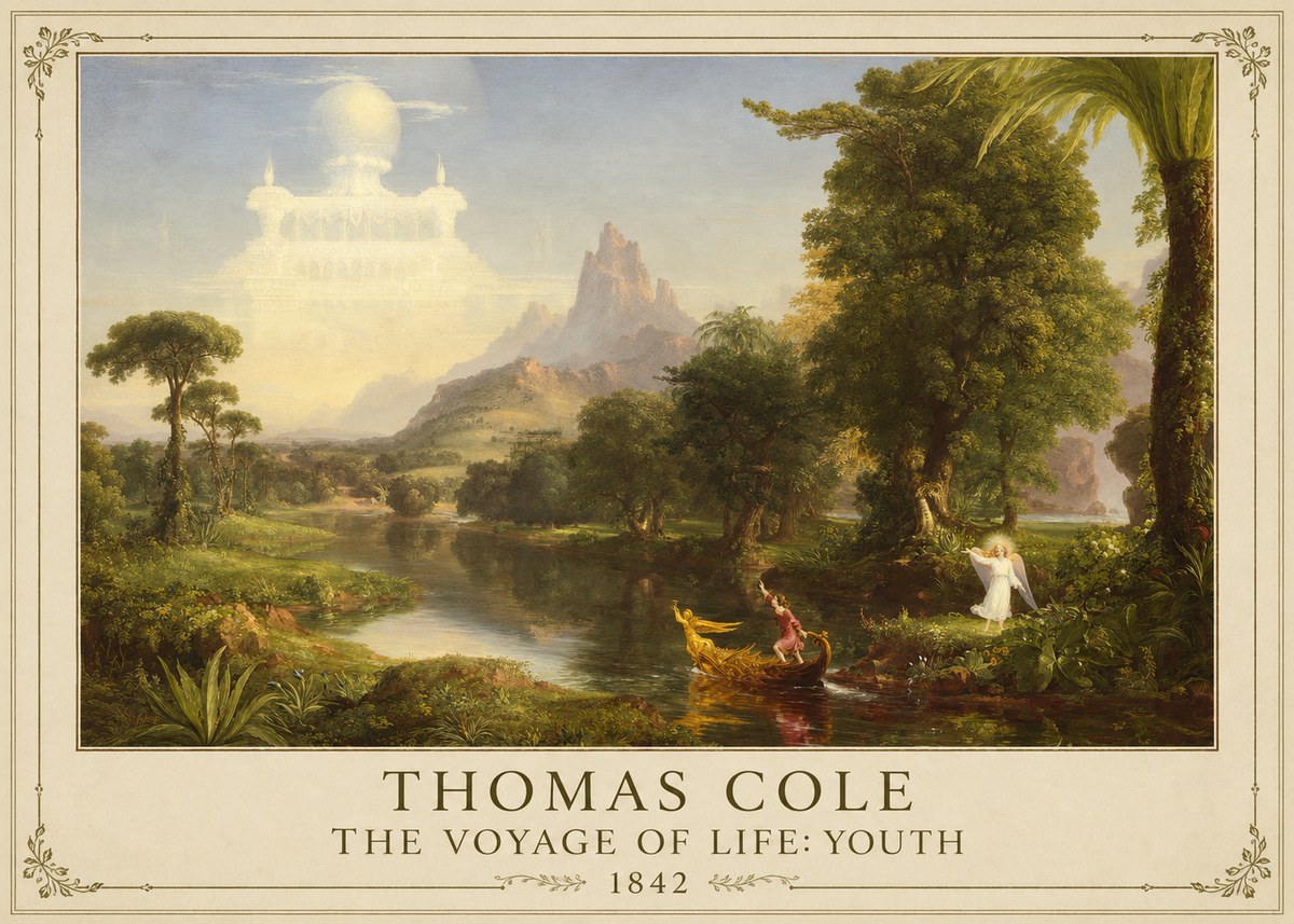 Thomas Cole The Voyage of Life: Youth I No1 - Plakát