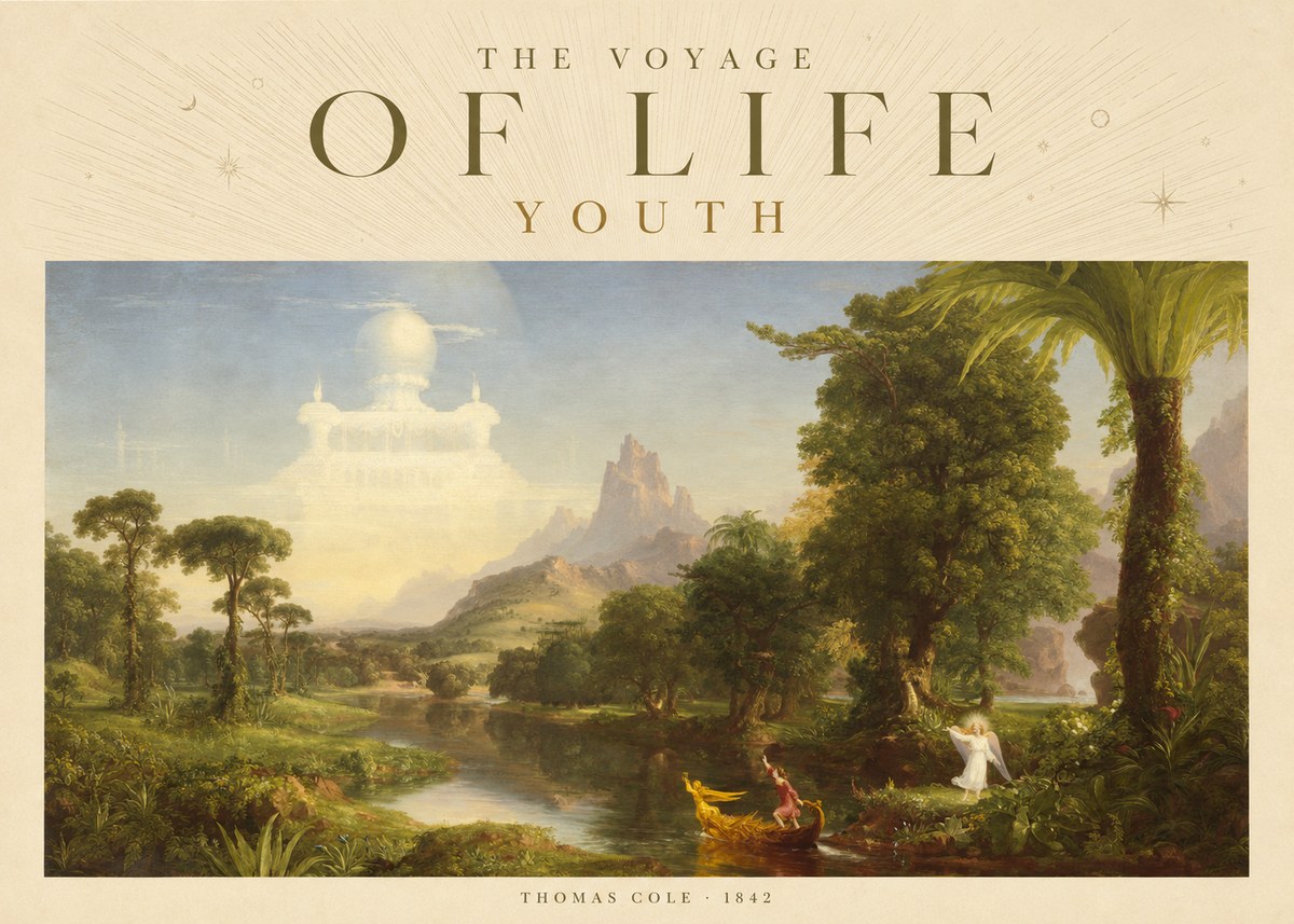 Thomas Cole The Voyage of Life: Youth I No5 - Plakát