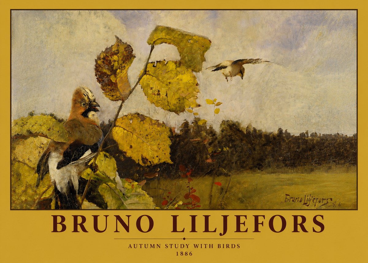 Bruno Liljefors Autumn Study with Birds No2 - Plakát