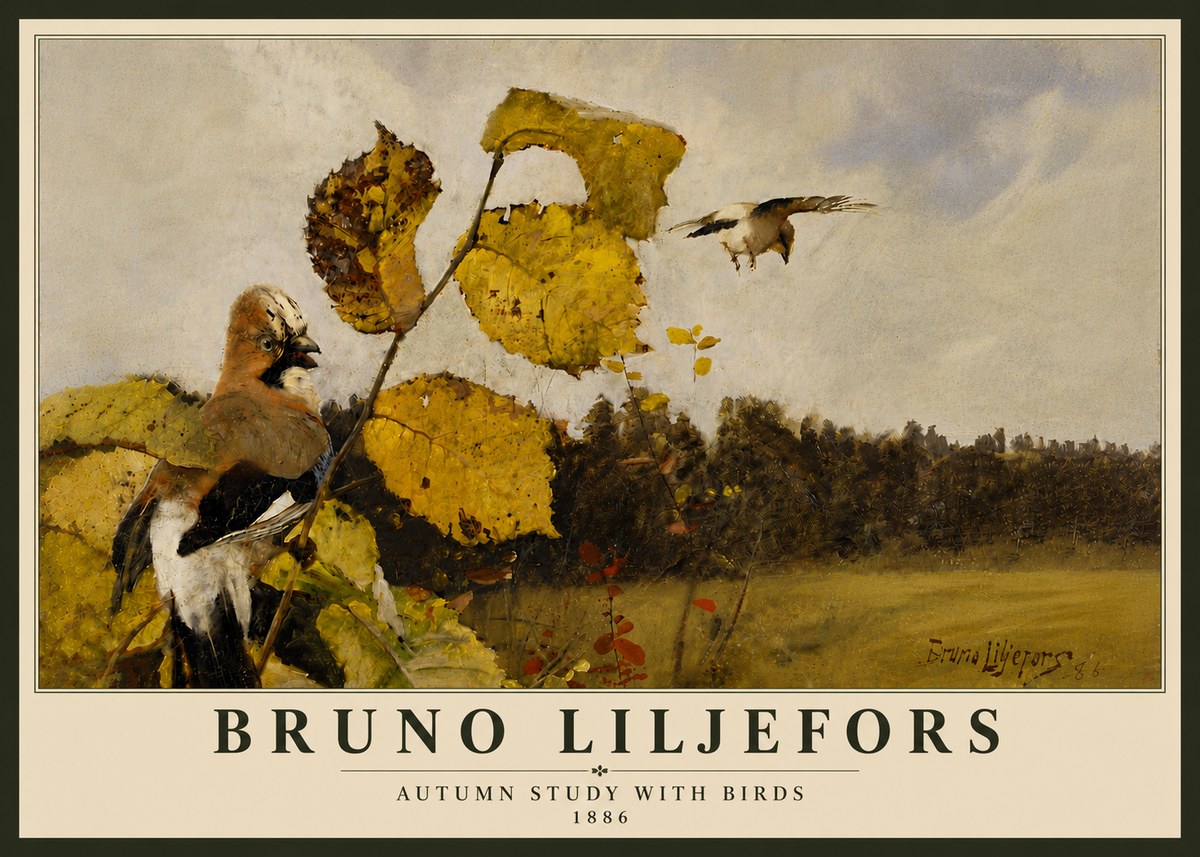 Bruno Liljefors Autumn Study with Birds No6 - Plakát