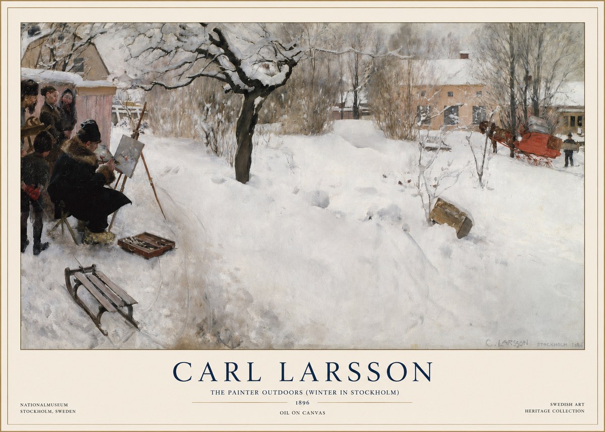 Carl Larsson The Painter Outdoors (Winter in Stockholm) No1 - Plakát
