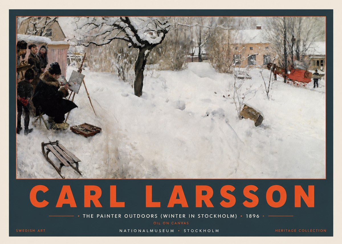 Carl Larsson The Painter Outdoors (Winter in Stockholm) No2 - Plakát