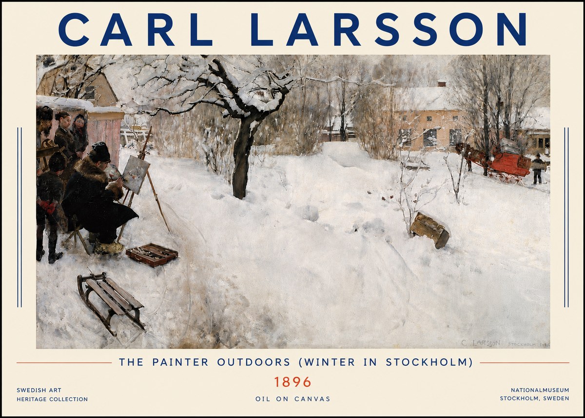 Carl Larsson The Painter Outdoors (Winter in Stockholm) No4 - Plakát