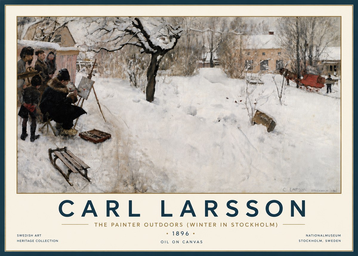 Carl Larsson The Painter Outdoors (Winter in Stockholm) No6 - Plakát