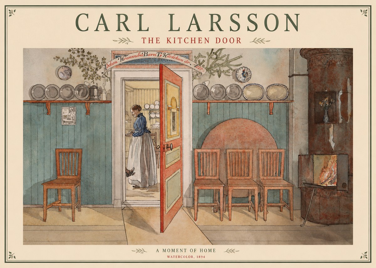 Carl Larsson The Kitchen Door No1 - Plakát