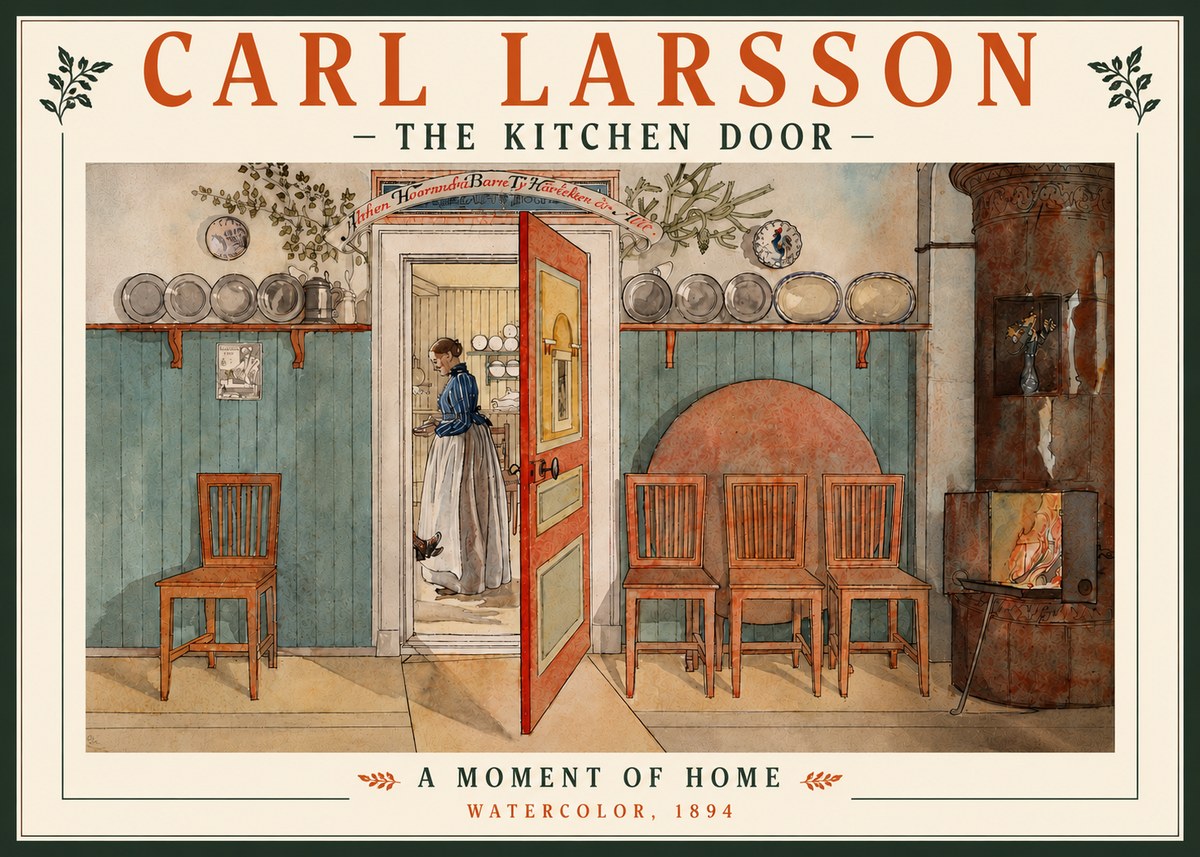 Carl Larsson The Kitchen Door No5 - Plakát