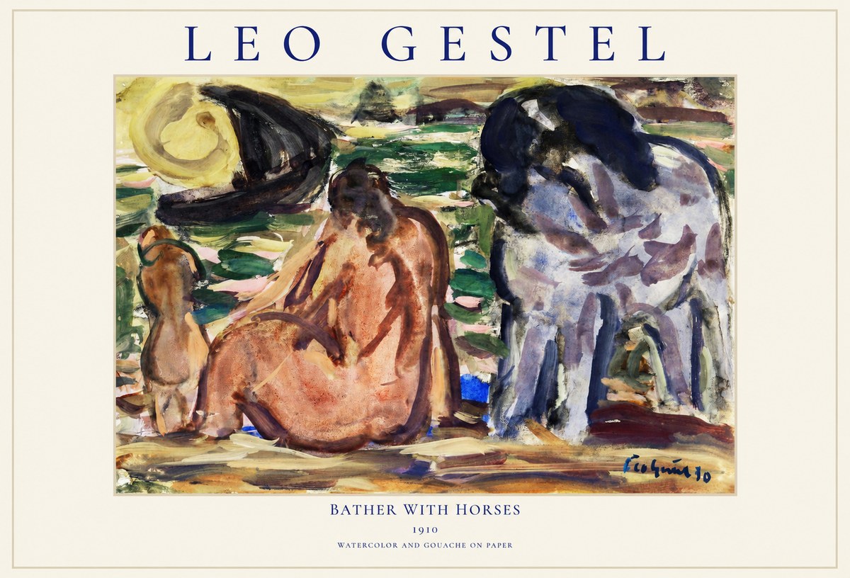 Leo Gestel Bather with Horses No1 - Plakát
