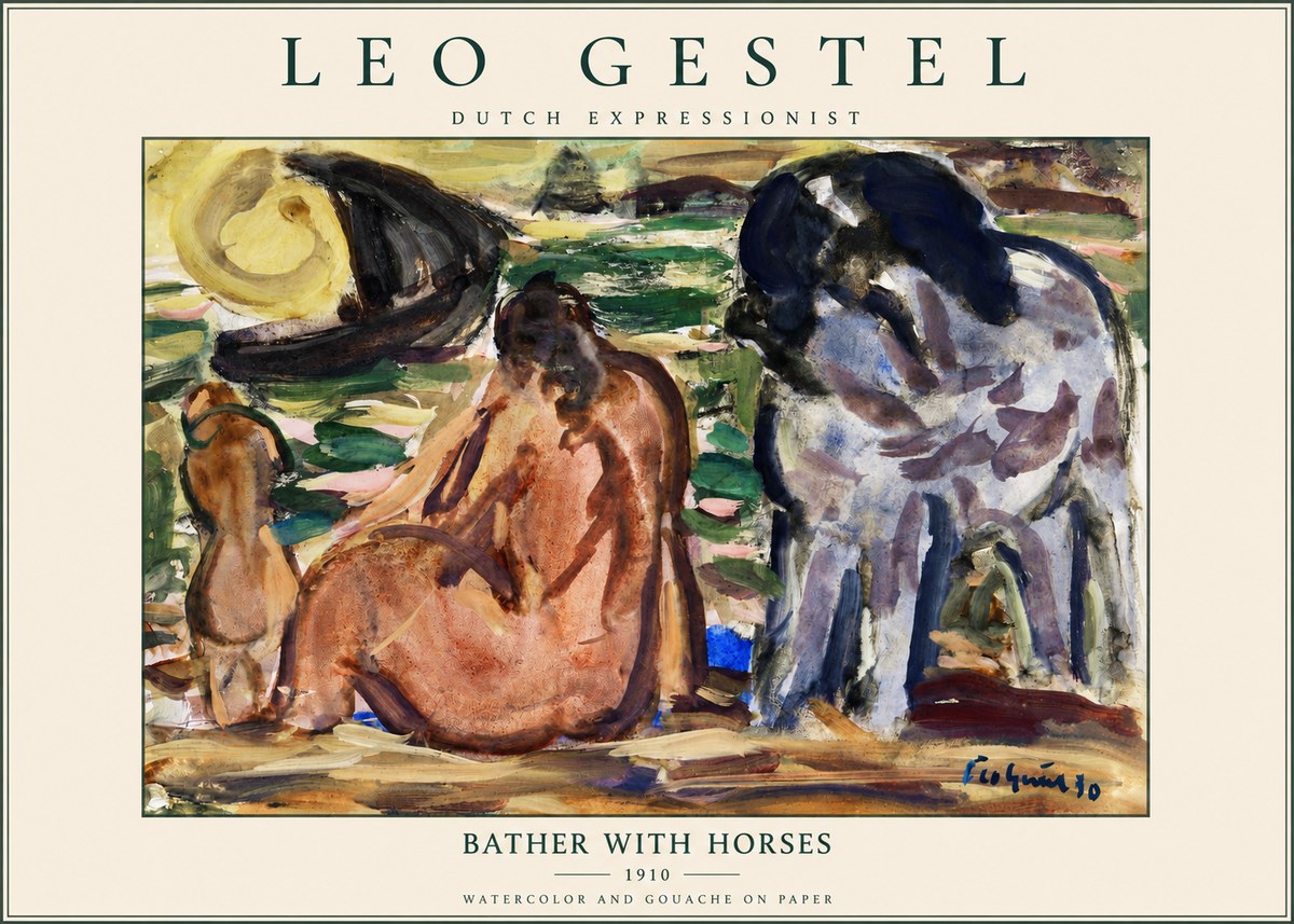 Leo Gestel Bather with Horses No3 - Plakát