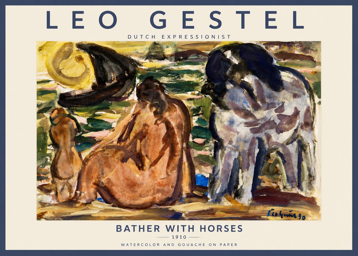 Leo Gestel Bather with Horses No4 - Plakát