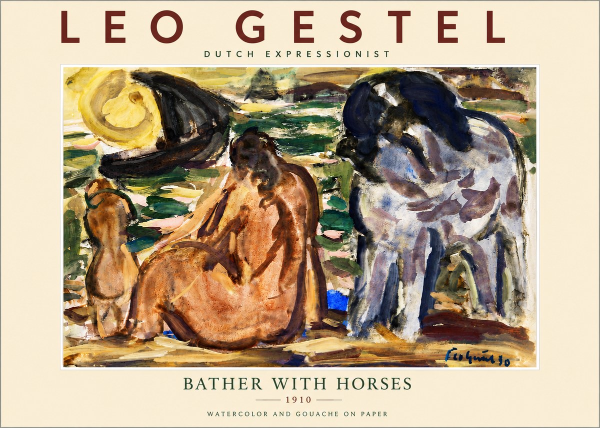Leo Gestel Bather with Horses No5 - Plakát
