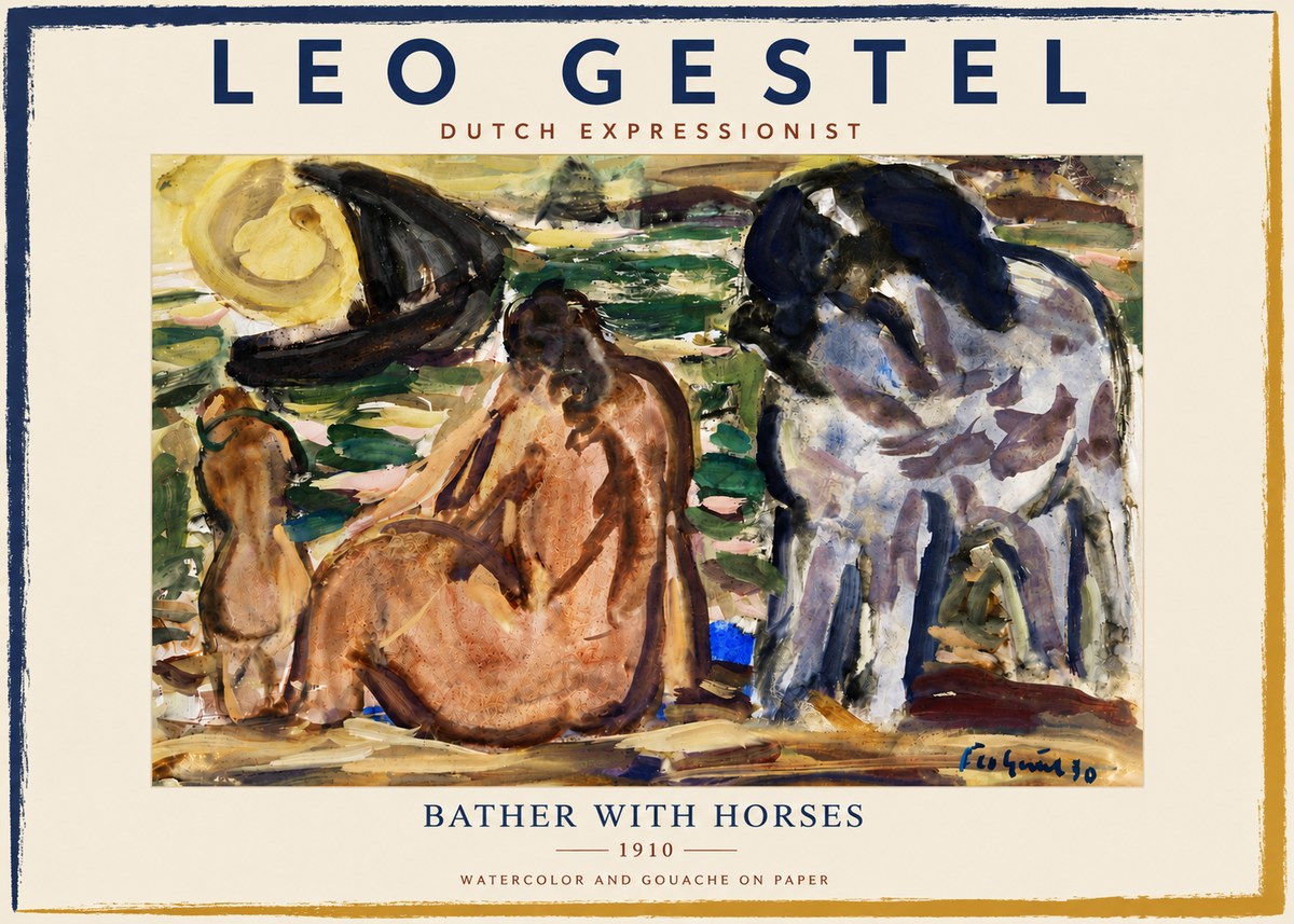 Leo Gestel Bather with Horses No6 - Plakát