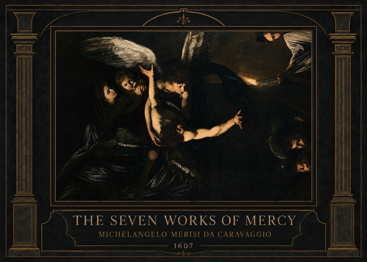 Michelangelo Merisi da Caravaggio The Seven Works of Mercy II No3 - Plakát