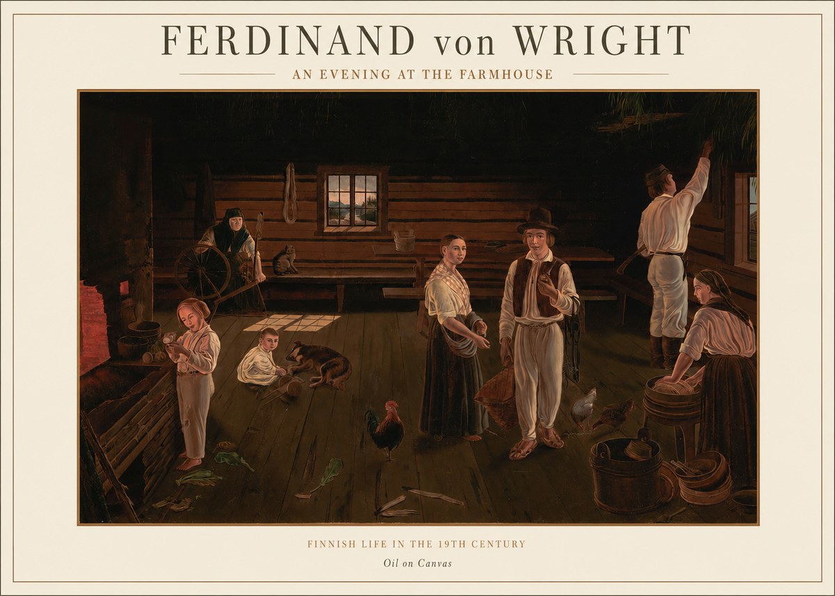 Ferdinand von Wright An Evening at the Farmhouse No1 - Plakát