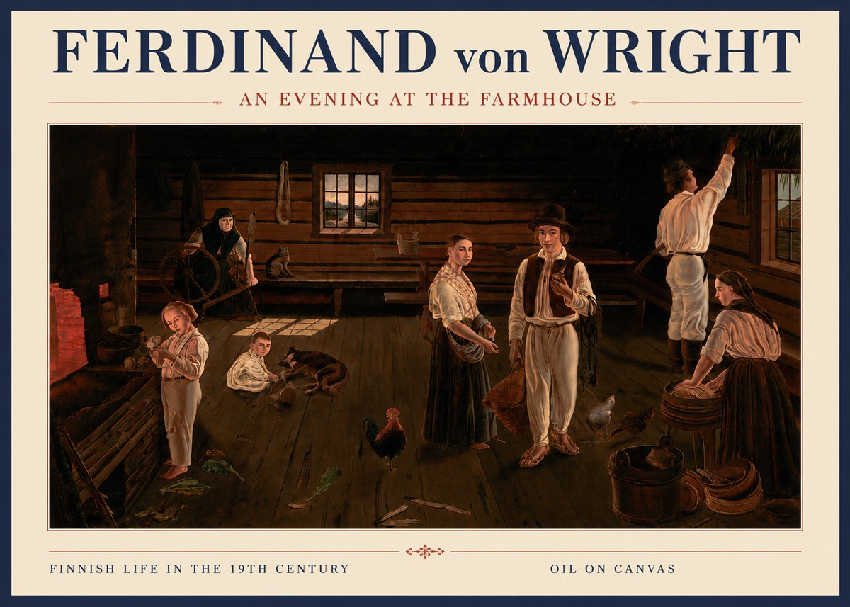 Ferdinand von Wright An Evening at the Farmhouse No6 - Plakát