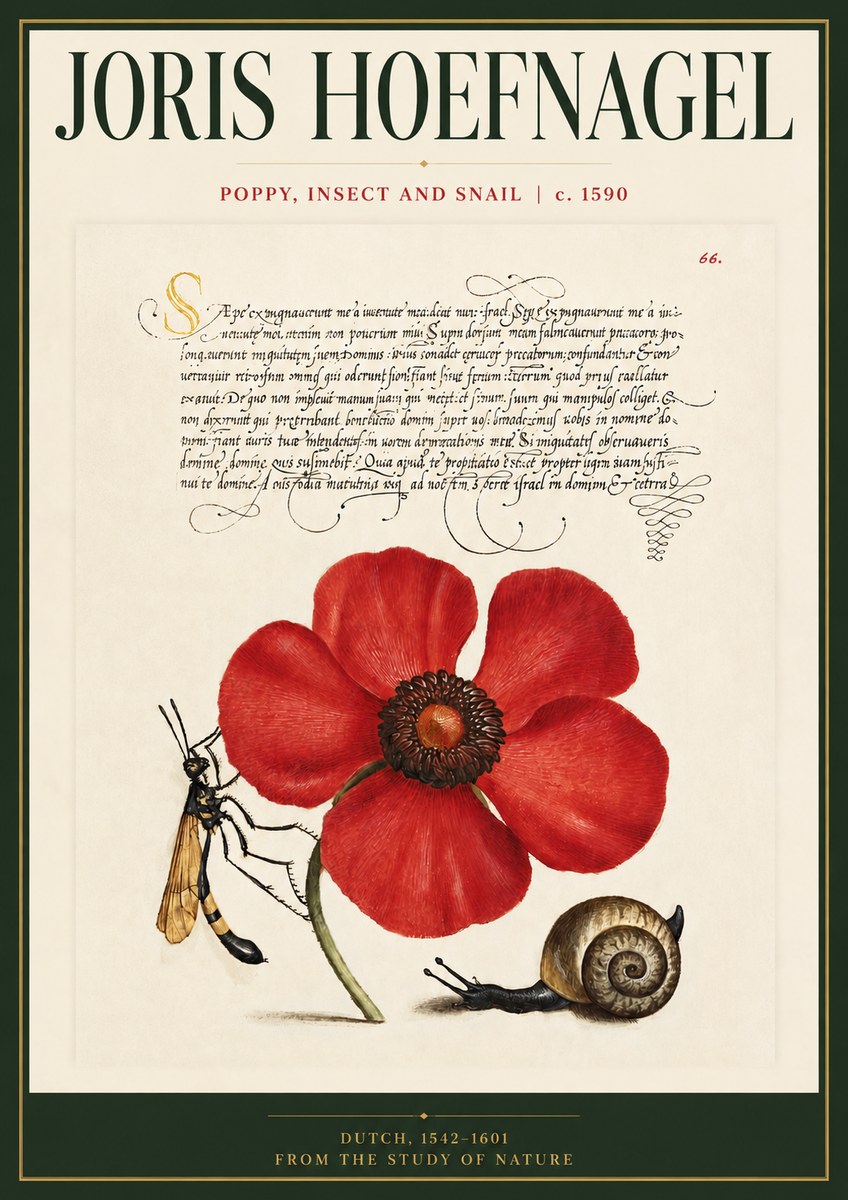 Joris Hoefnagel Poppy, Wasp & Snail No5 - Plakát