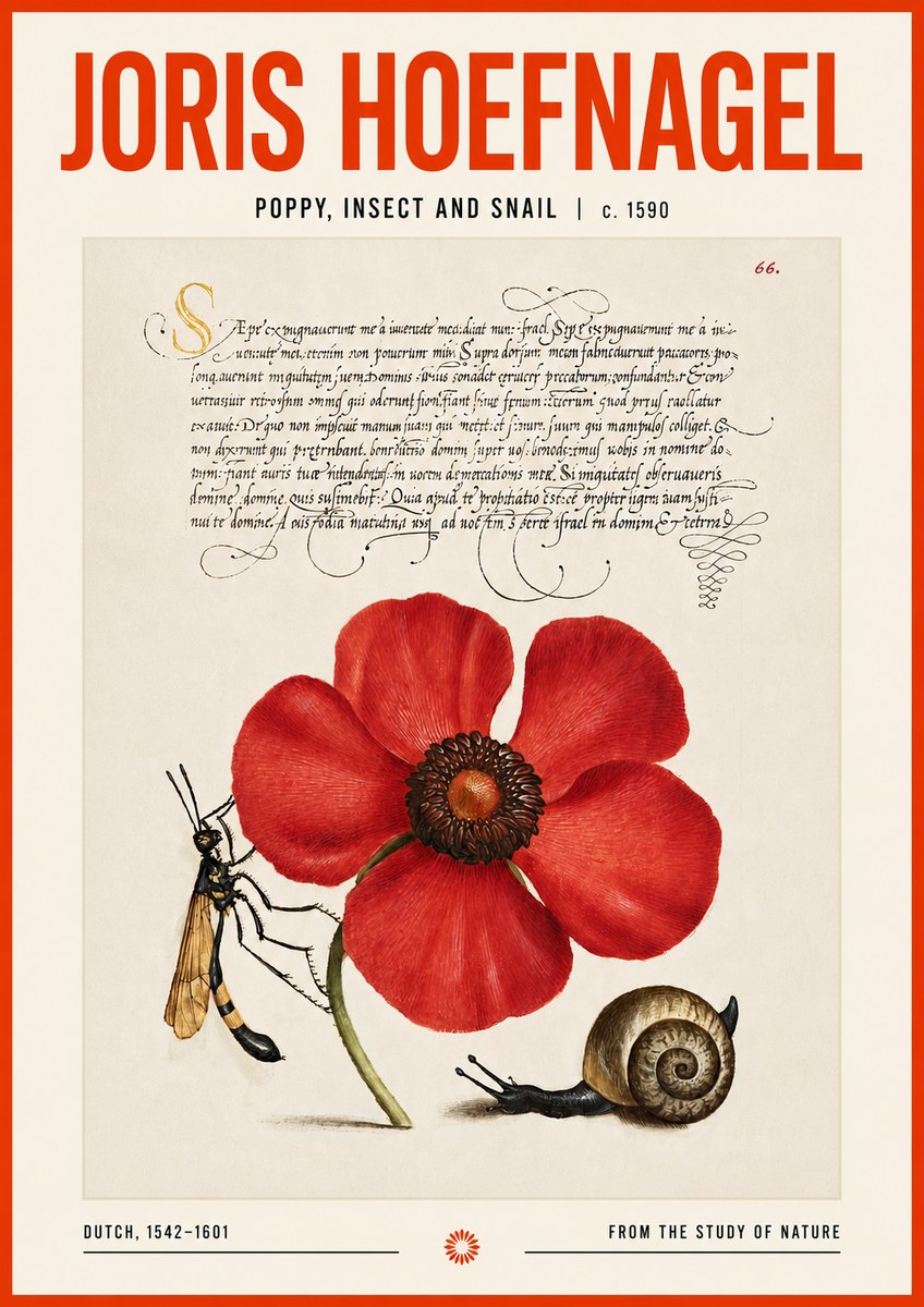 Joris Hoefnagel Poppy, Wasp & Snail No6 - Plakát