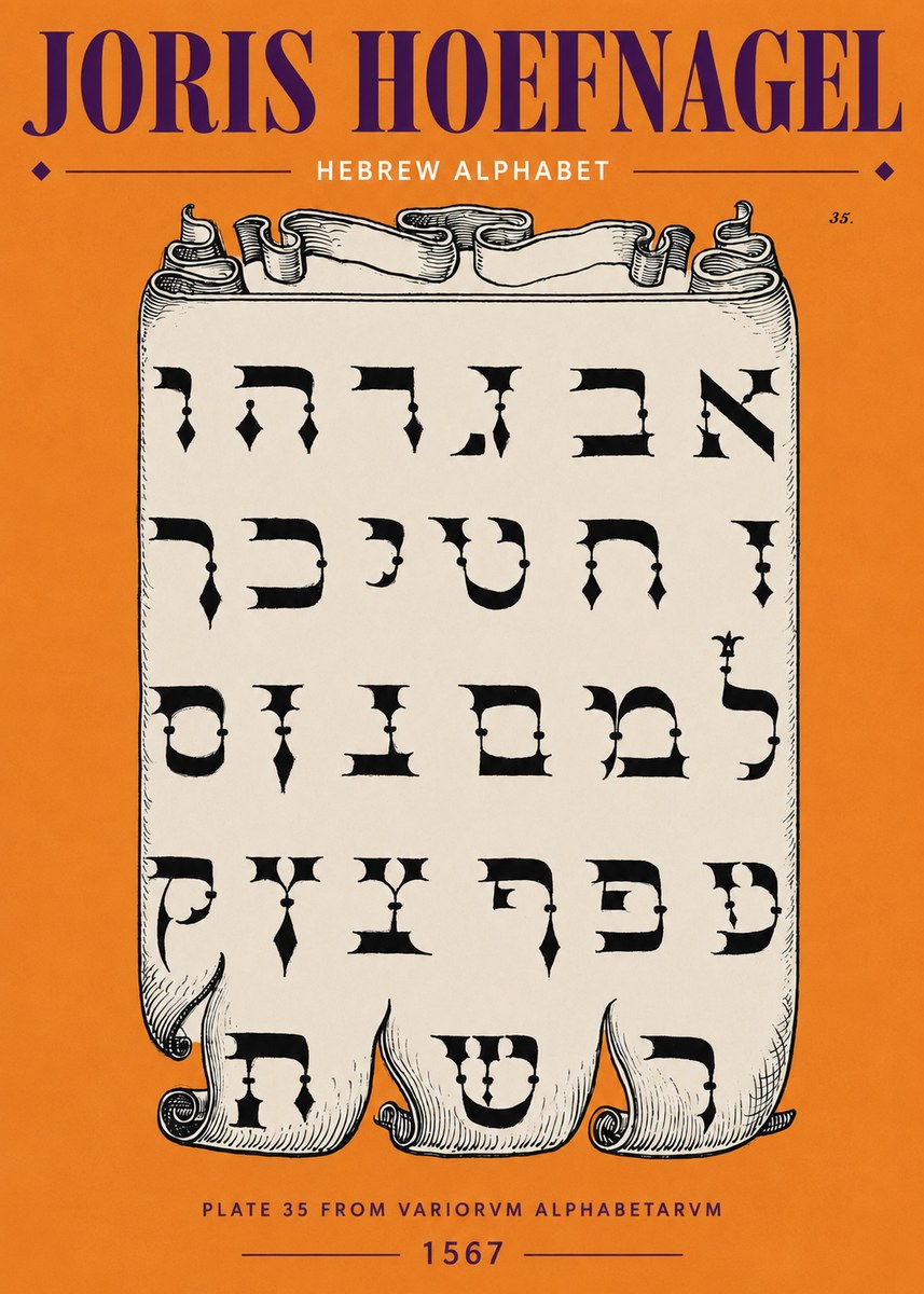 Joris Hoefnagel Hebrew Alphabet No3 - Plakát