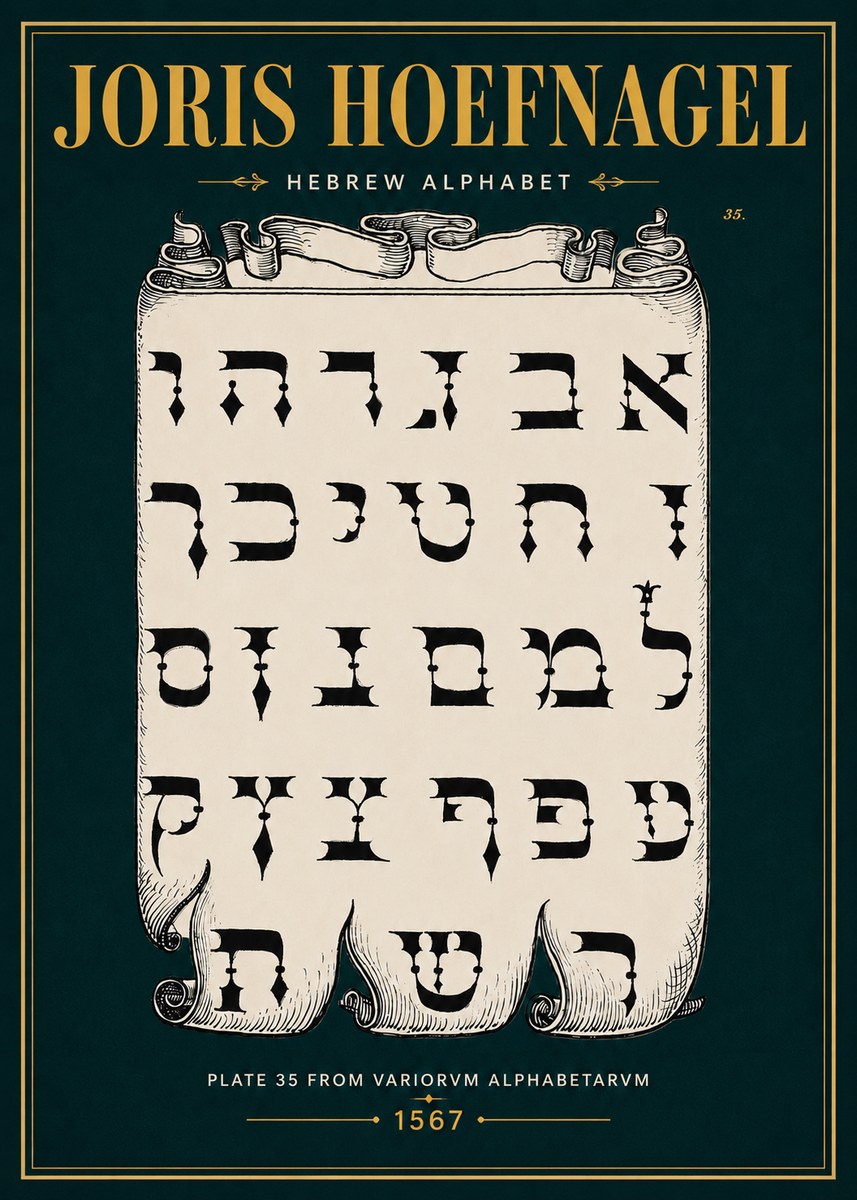 Joris Hoefnagel Hebrew Alphabet No4 - Plakát