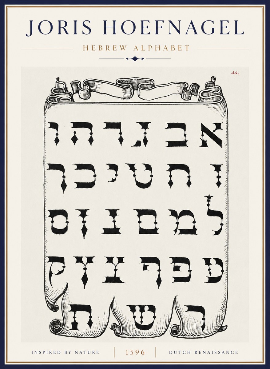 Joris Hoefnagel Hebrew Alphabet No5 - Plakát