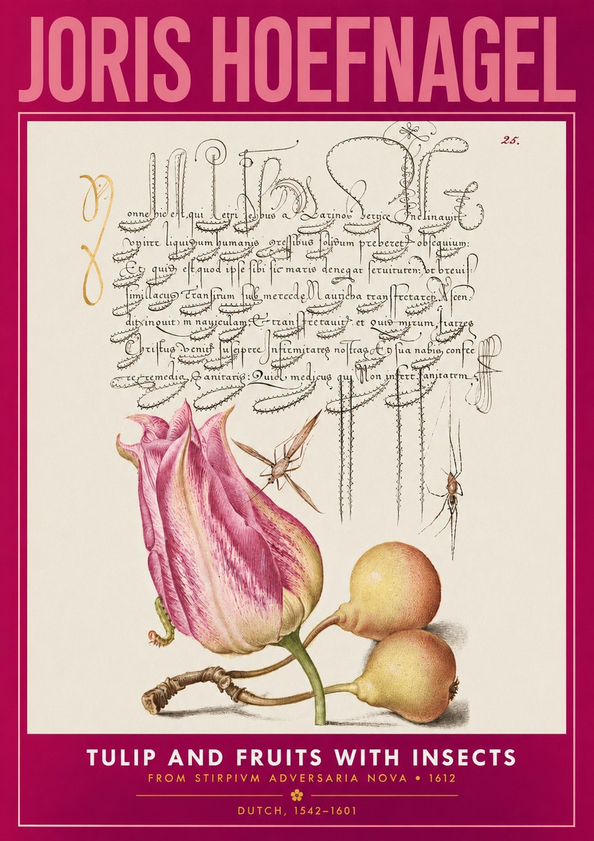 Joris Hoefnagel Tulip and Fruits with Insects No2 - Plakát