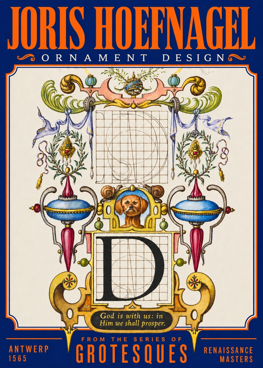 Joris Hoefnagel Illuminated Initial 'D' No3 - Plakát