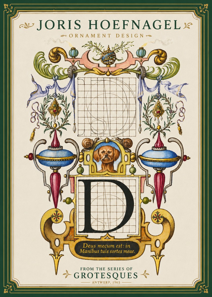 Joris Hoefnagel Illuminated Initial 'D' No4 - Plakát