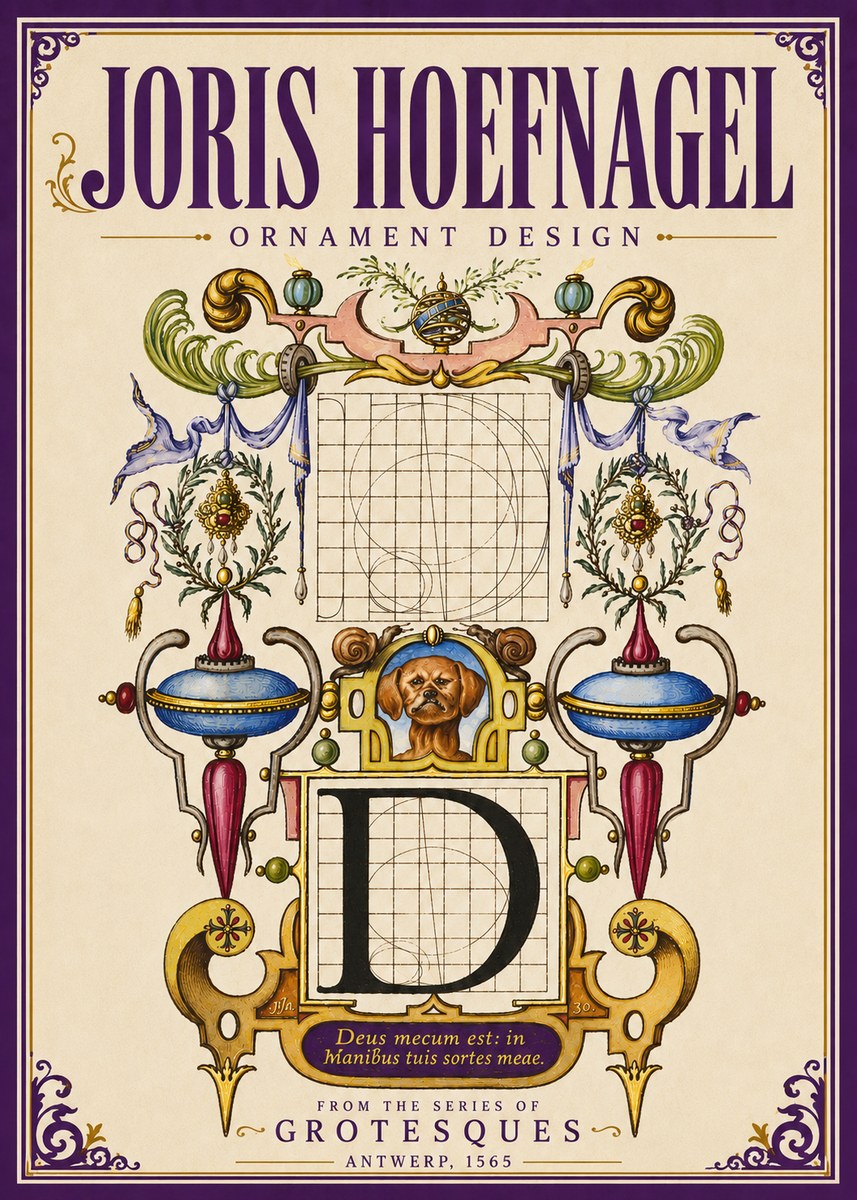 Joris Hoefnagel Illuminated Initial 'D' No5 - Plakát