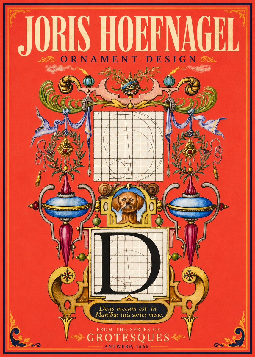 Joris Hoefnagel Illuminated Initial 'D' No6 - Plakát