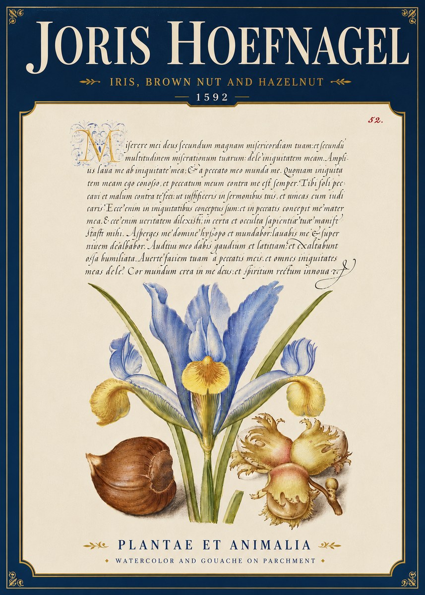 Joris Hoefnagel Iris, Brown Nut and Hazelnut No6 - Plakát