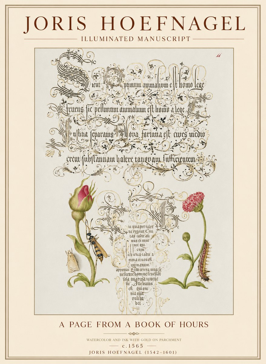 Joris Hoefnagel A Page from a Book of Hours No1 - Plakát