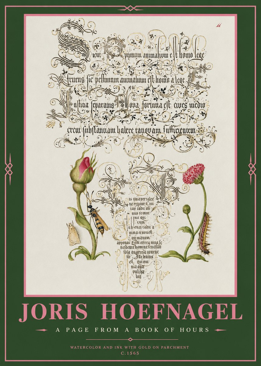 Joris Hoefnagel A Page from a Book of Hours No2 - Plakát