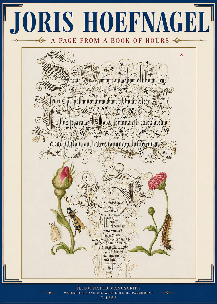 Joris Hoefnagel A Page from a Book of Hours No3 - Plakát