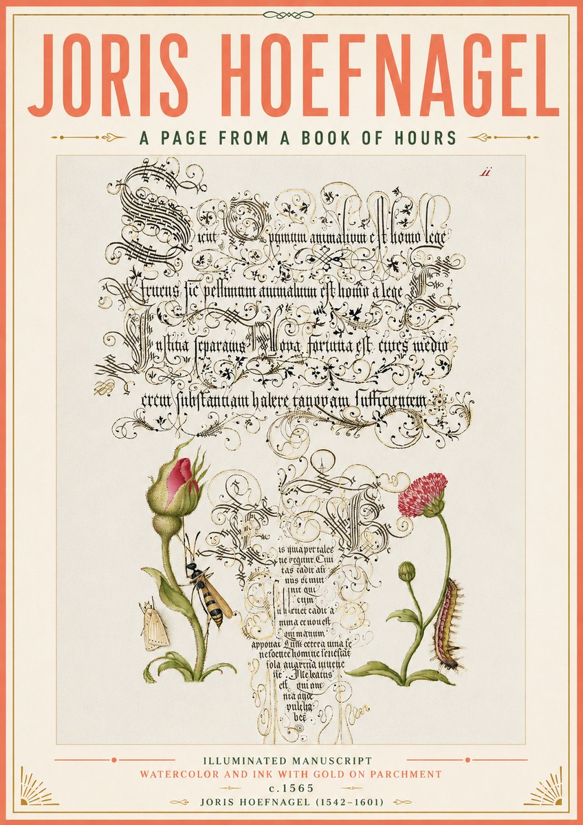 Joris Hoefnagel A Page from a Book of Hours No4 - Plakát
