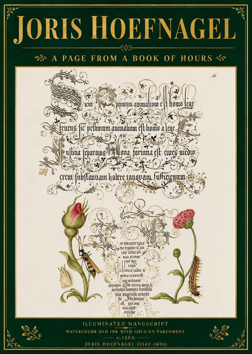 Joris Hoefnagel A Page from a Book of Hours No5 - Plakát
