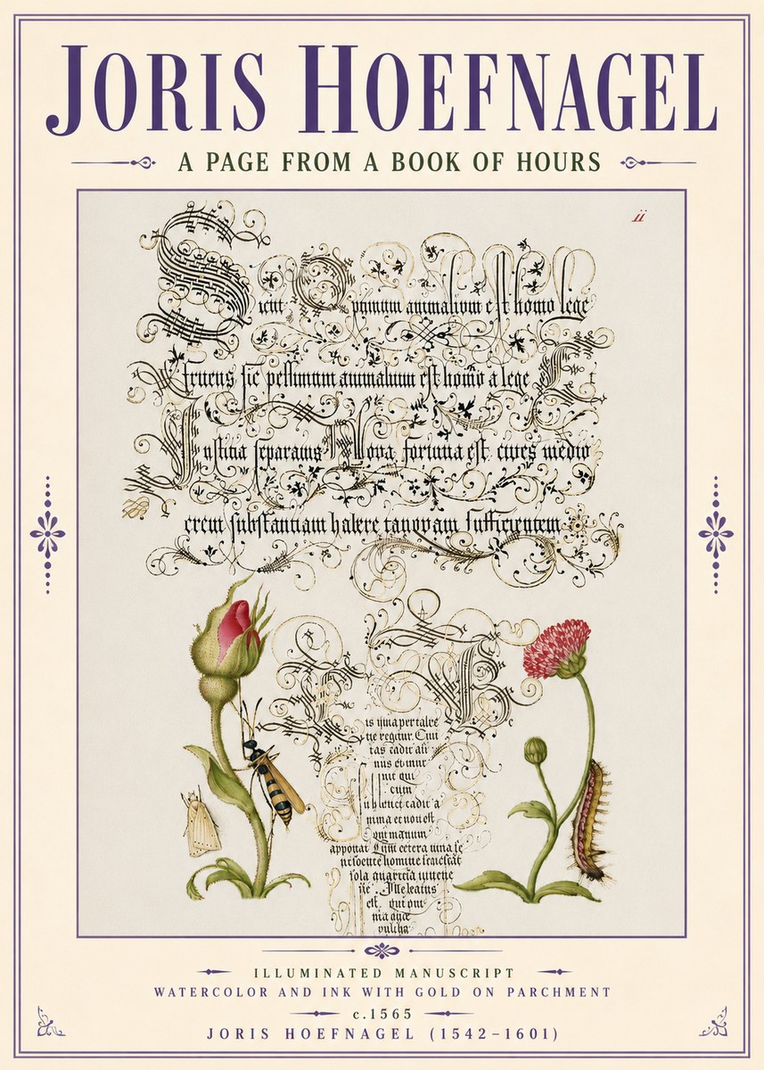 Joris Hoefnagel A Page from a Book of Hours No6 - Plakát