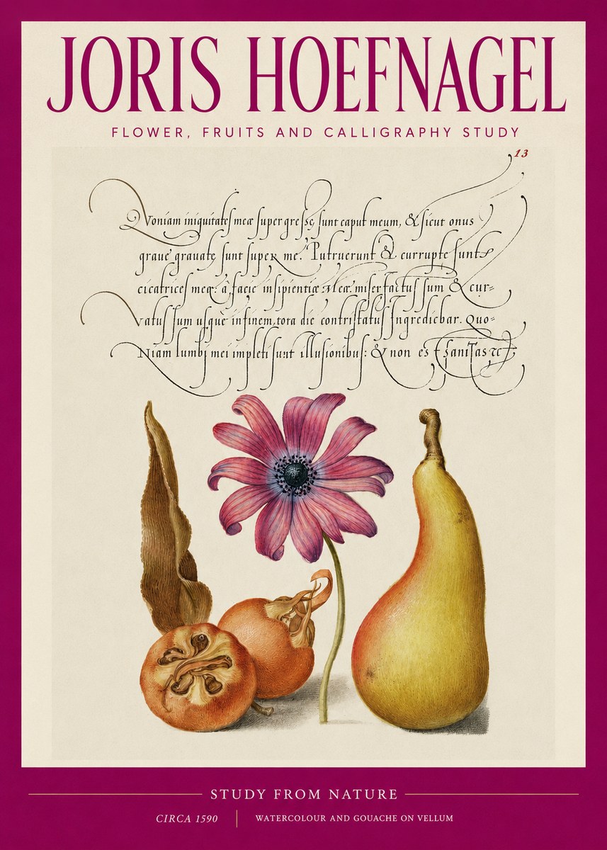 Joris Hoefnagel Study of Flower and Fruits No3 - Plakát