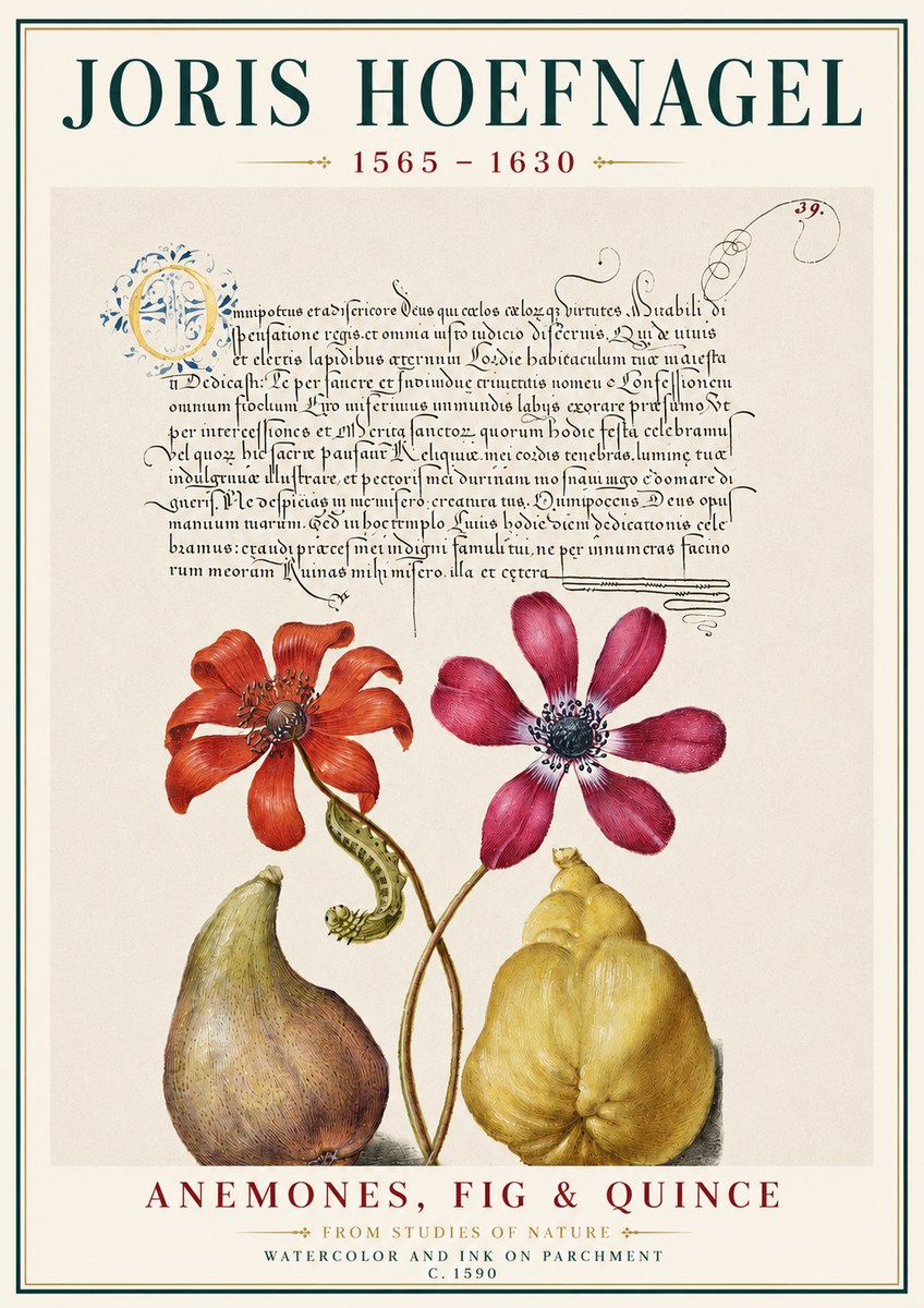 Joris Hoefnagel Flowers and Fruits No4 - Plakát