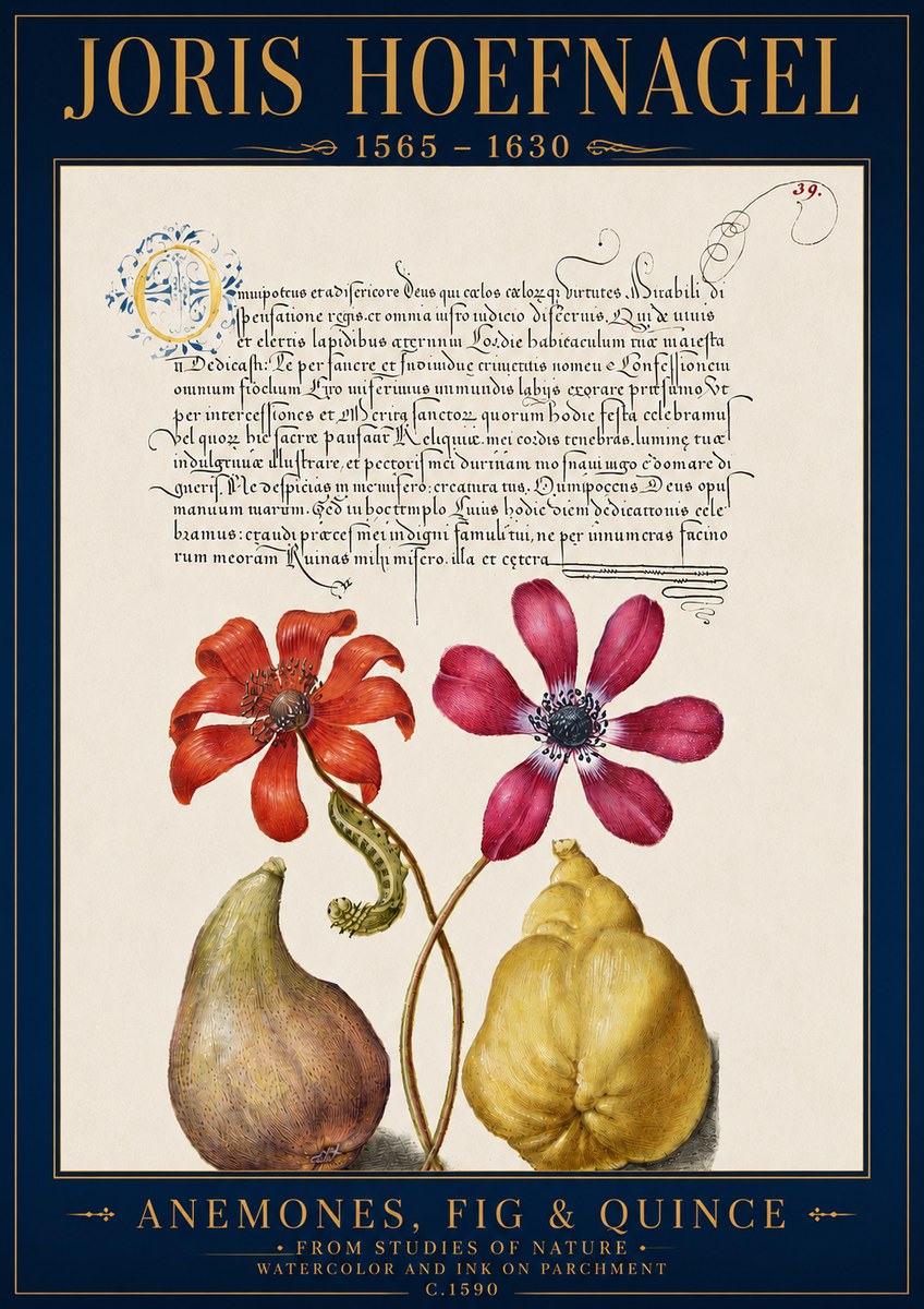 Joris Hoefnagel Flowers and Fruits No5 - Plakát
