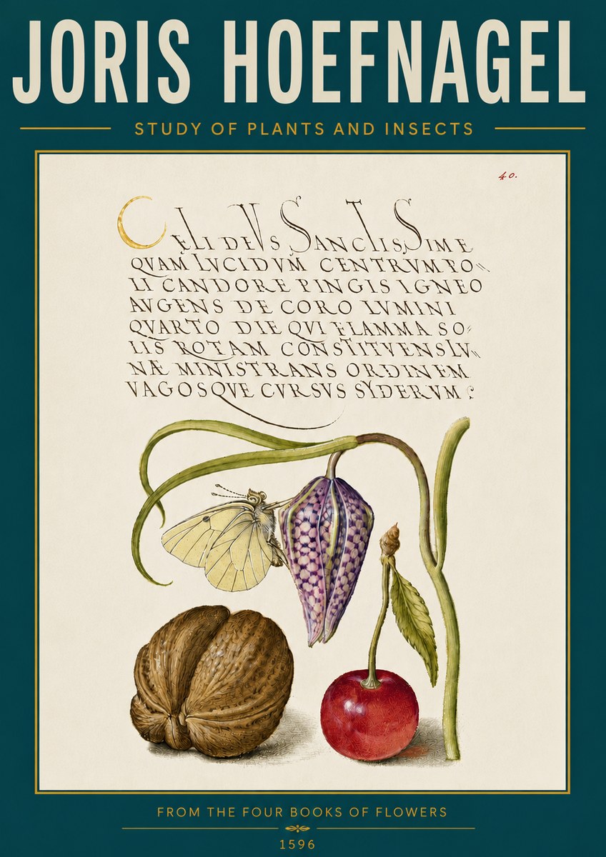 Joris Hoefnagel Study of Plants and Insects No6 - Plakát