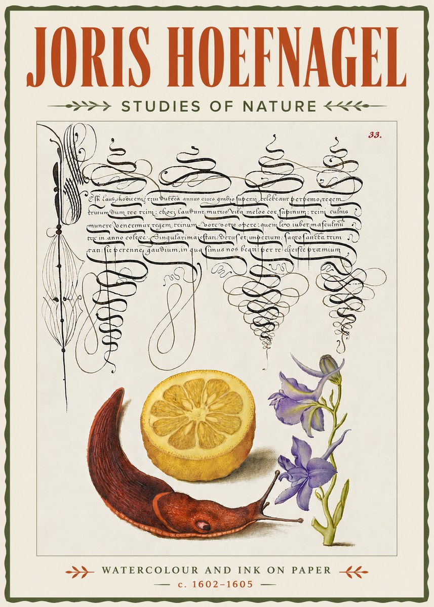 Joris Hoefnagel Studies of Nature No4 - Plakát