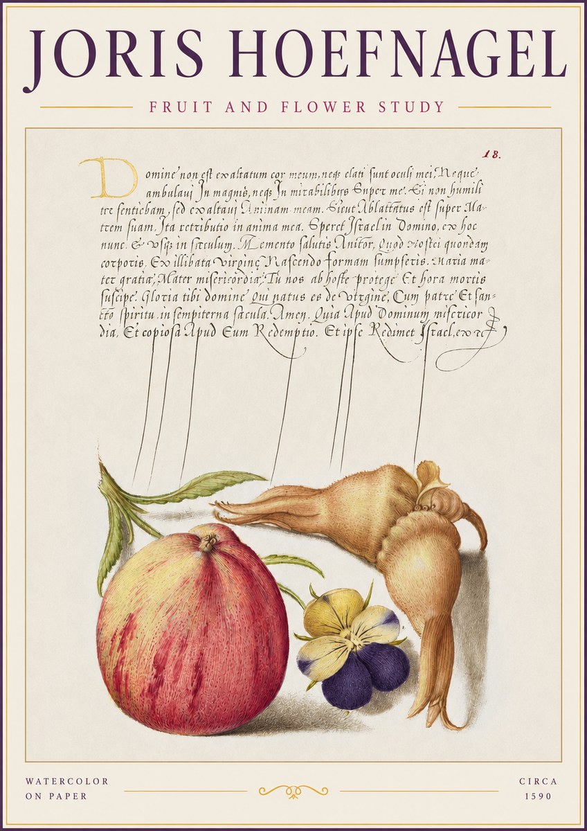 Joris Hoefnagel Fruit and Flower Study No2 - Plakát