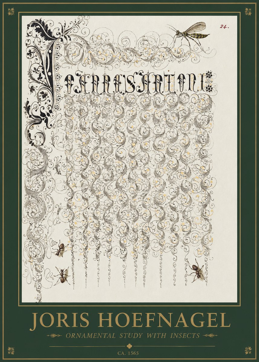 Joris Hoefnagel Ornamental Study with Insects No1 - Plakát