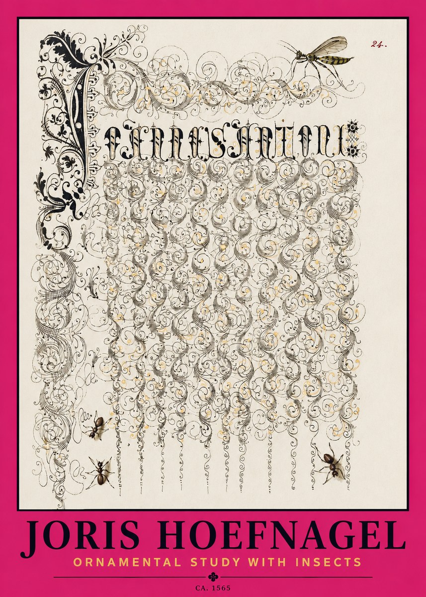 Joris Hoefnagel Ornamental Study with Insects No2 - Plakát
