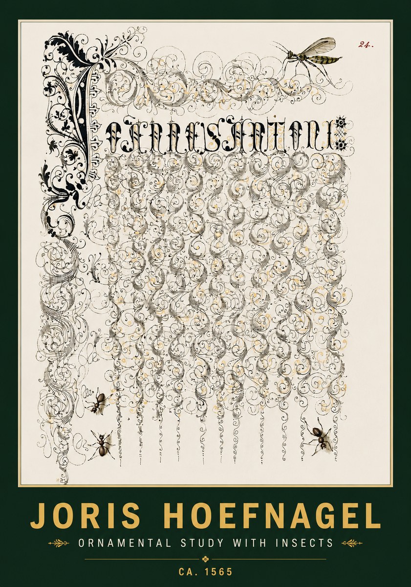Joris Hoefnagel Ornamental Study with Insects No4 - Plakát