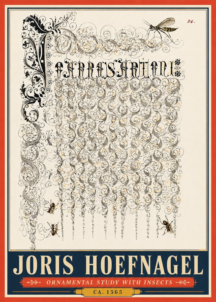 Joris Hoefnagel Ornamental Study with Insects No5 - Plakát