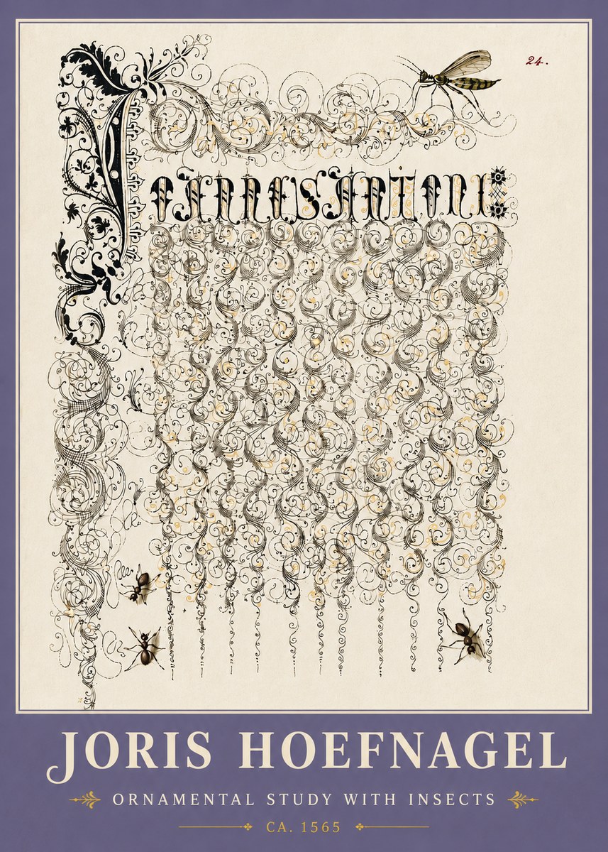 Joris Hoefnagel Ornamental Study with Insects No6 - Plakát
