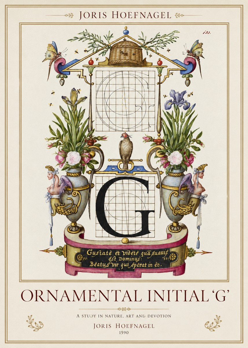 Joris Hoefnagel Ornamental Initial 'G' No1 - Plakát
