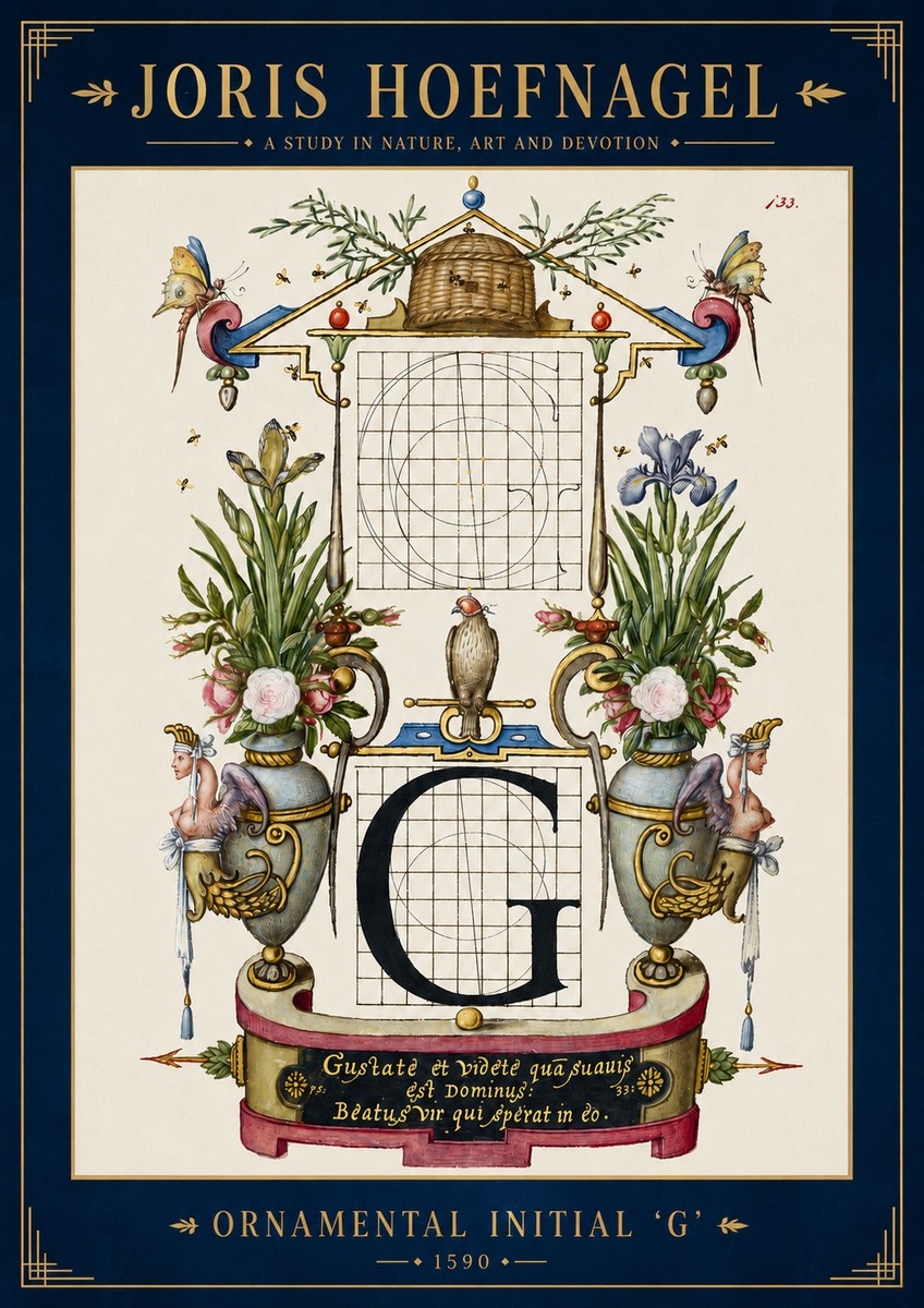 Joris Hoefnagel Ornamental Initial 'G' No3 - Plakát