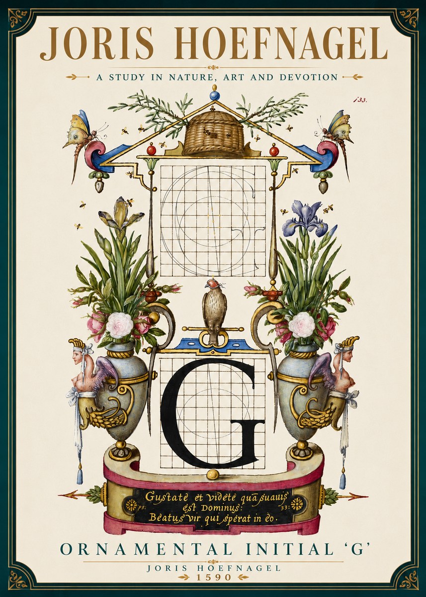 Joris Hoefnagel Ornamental Initial 'G' No5 - Plakát